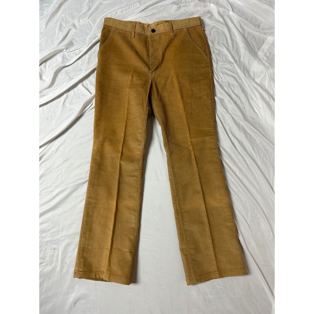 Wrangler Slim Fit Corduroy Pants Mens 34L Tan Brown Vintage 1970's Style 84065ST